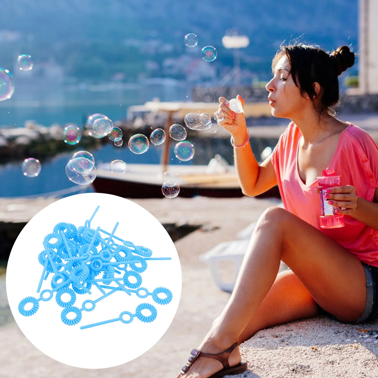 120pcs 지팡이 버블 부는 키트 메이커 쉬운 그립 경량 유아 어린이 야외 축하 파티 웨딩 버블
