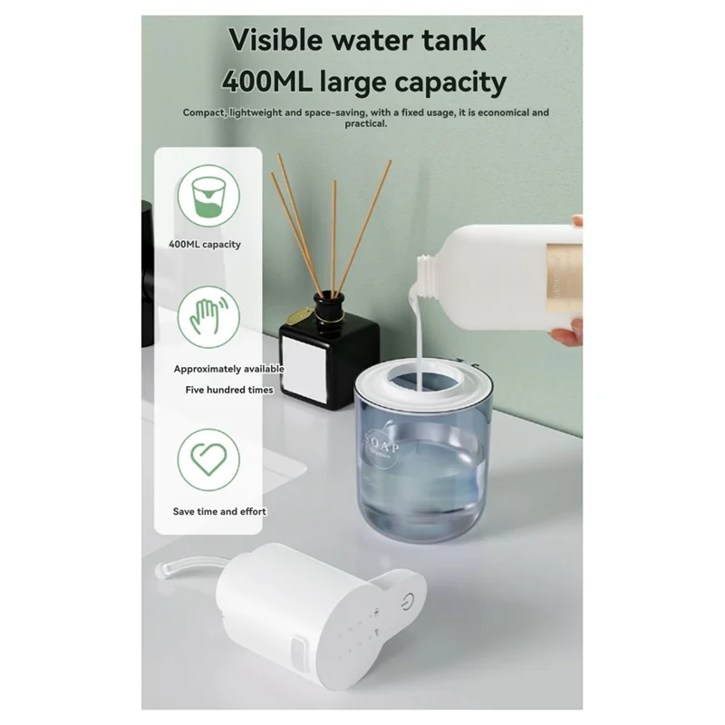 TCF-400Ml Dispenser di sapone elettrico da tavolo ricaricabile impermeabile a parete con tecnologia intelligente di lavaggio delle mani per l'igiene A