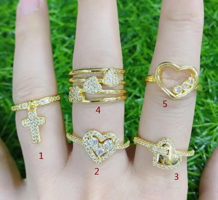 Anillos de corazón esmaltado de 1 piezas para mujer, joyería de circón, accesorios de Metal, joyería apilable ajustable, h8ht