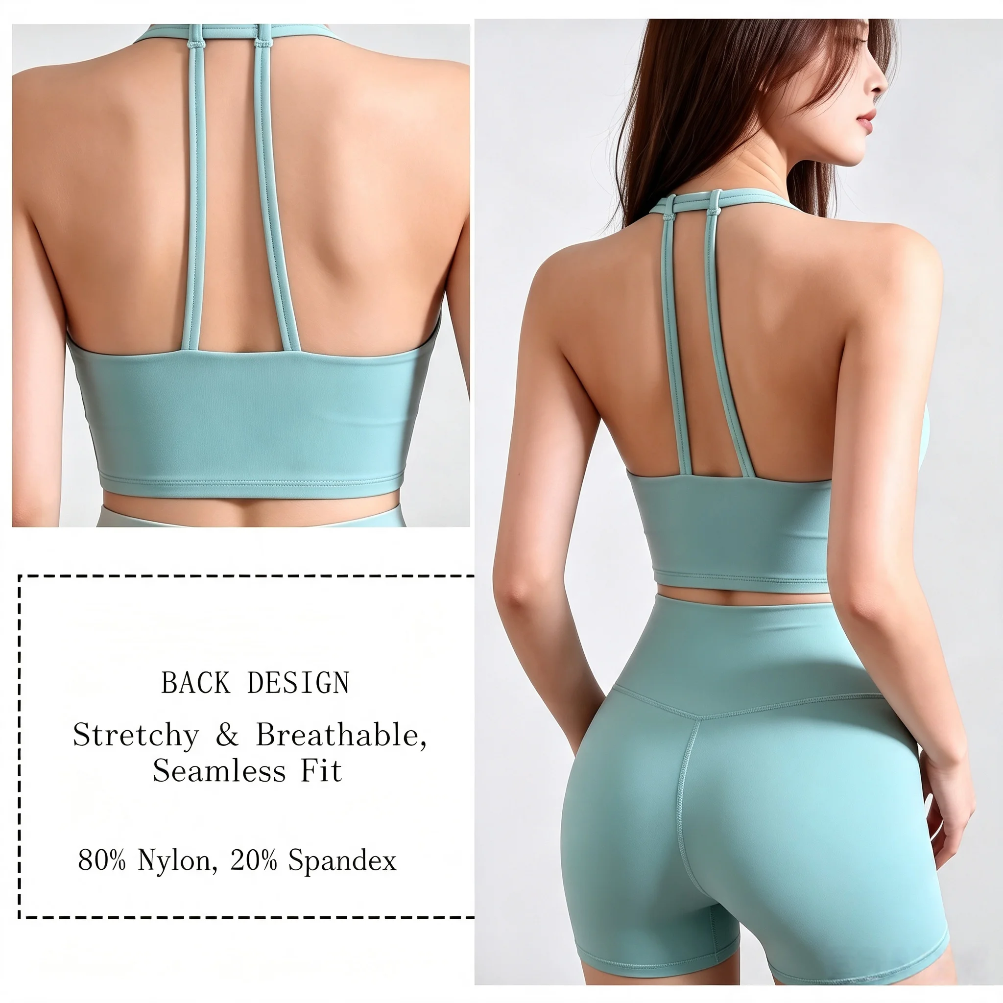 Women's 2-Piece Yoga Set Tights Shorts For Woman Beauty Back Bra Top + High Waist Shorts Fitness Running Workout Tracksuit