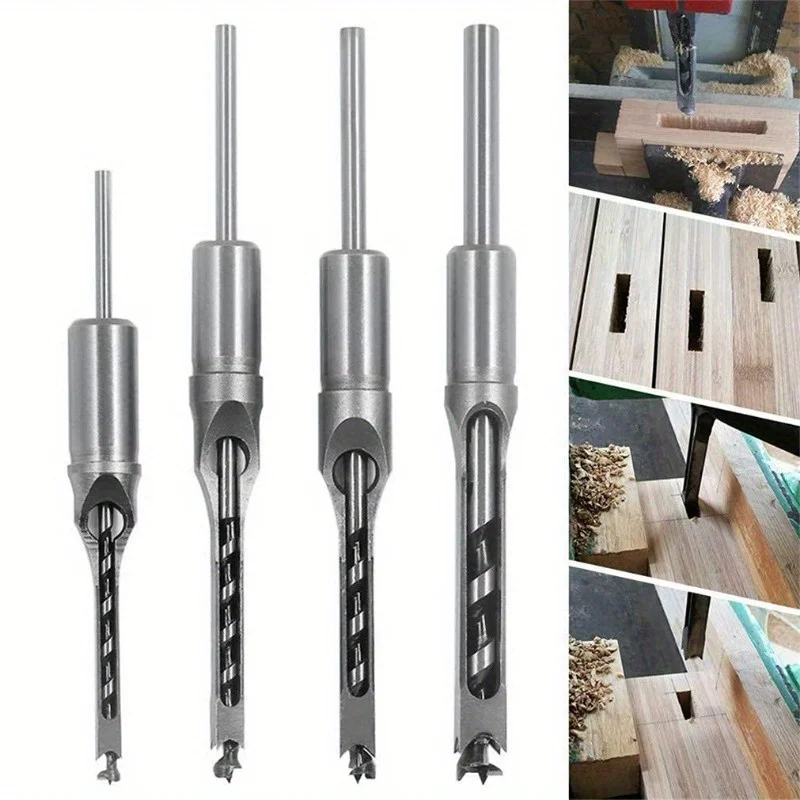 

4/6PCS British system woodwork square hole drill DIY woodwork square hole tenon machine drill bit electric tool accessories