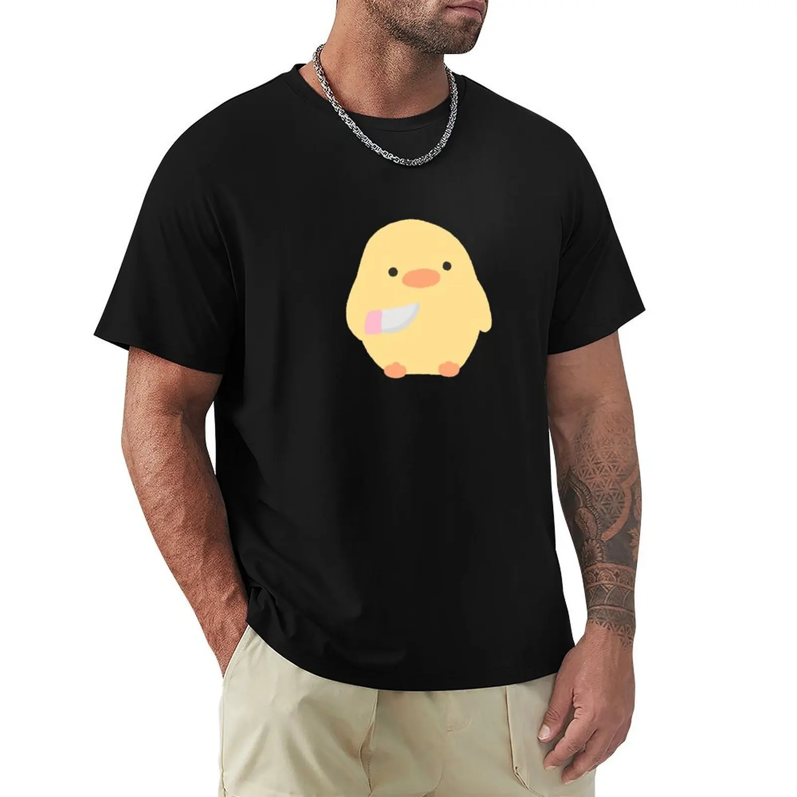 

Duck holding knife T-Shirt shirts graphic tee man clothes plain Aesthetic clothing plus size men clothing