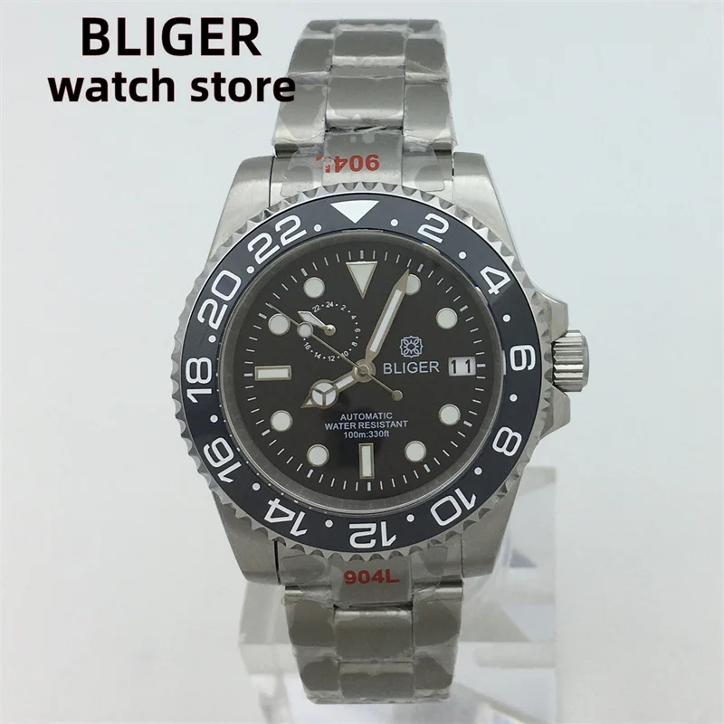 

BLIGER 40MM NH37 Automatic Mechanical Men's Watch Black Bezel Sapphire Glass 10Bar Waterproof Reloj Hombre 24 hours