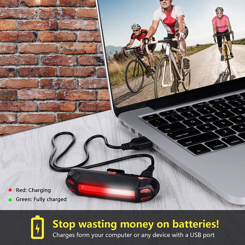 Ultra Bright Bike Tail Light USB Rechargeable Bicycle LED Rear Lamp for Road MTB Helmets Easy to Install for Safety