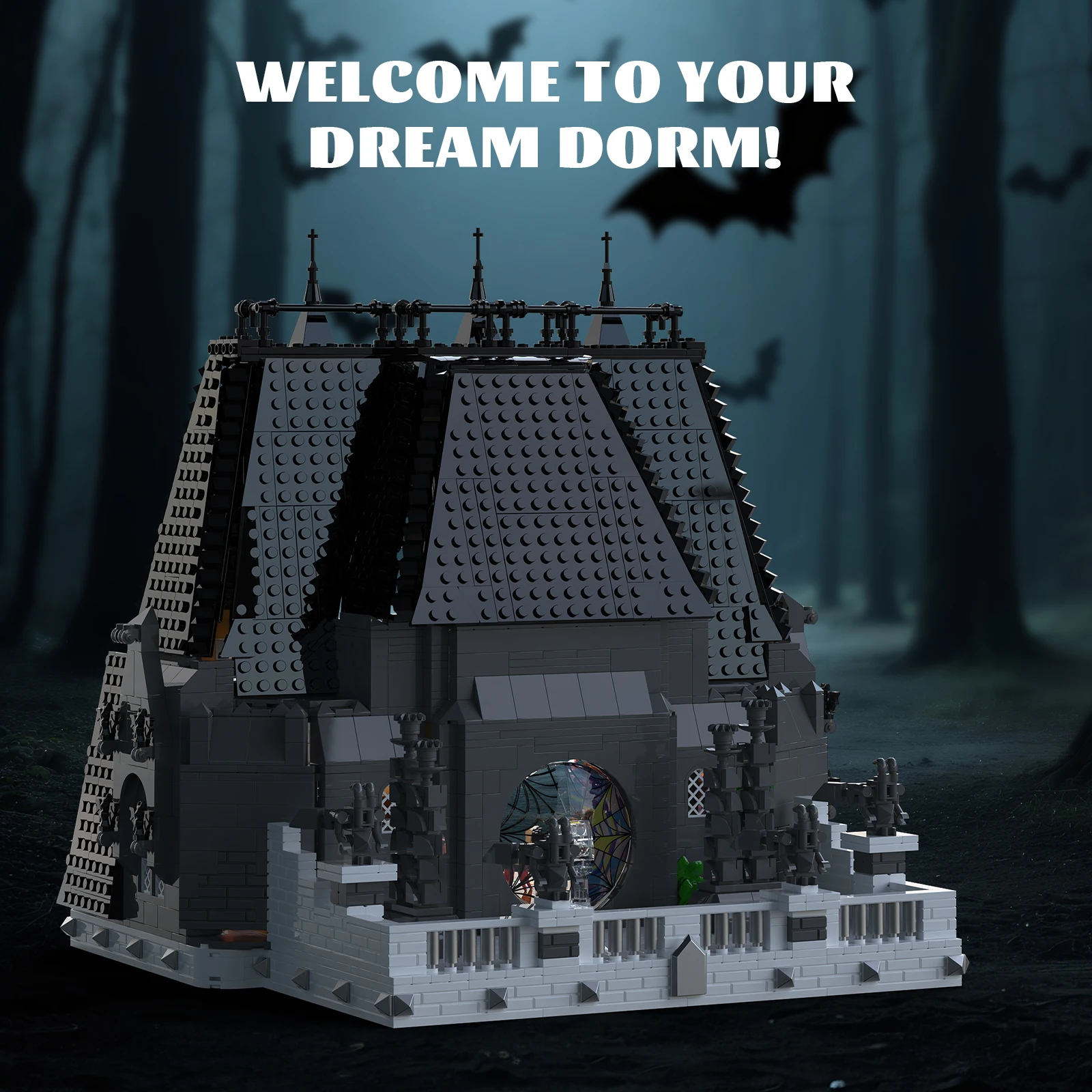 Dark Academia Building Set, Gothic Style Mystery Mansion Model for Display, Unique Hobby Gift for Wednesday Fans & Adults