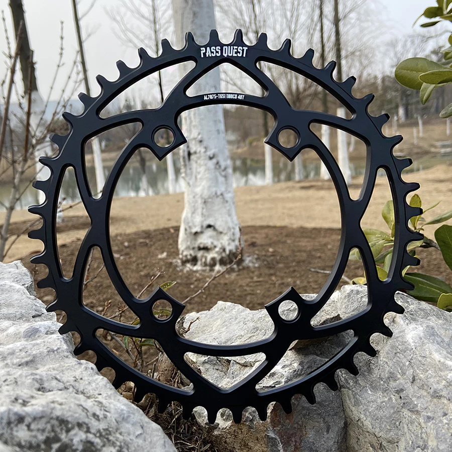 

PASS QUEST Apex Round Chainring, Chainwheel, Narrow, Wide, 36-52T, Black, 110BCD, Fit for Road Bike