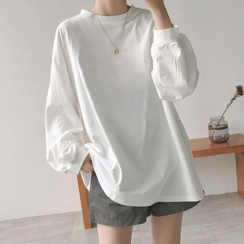 

Women's New Fashion Cotton Long Sleeve T-shirt Female Clothes Temperament Commuting Spring Loose Casual Round Neck Top for Women