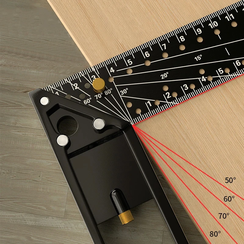 Multi functional Right Angle Ruler 45/90 Degree Hole Angle Ruler Industrial Grade Positioning Marking Angle Ruler Woodworking