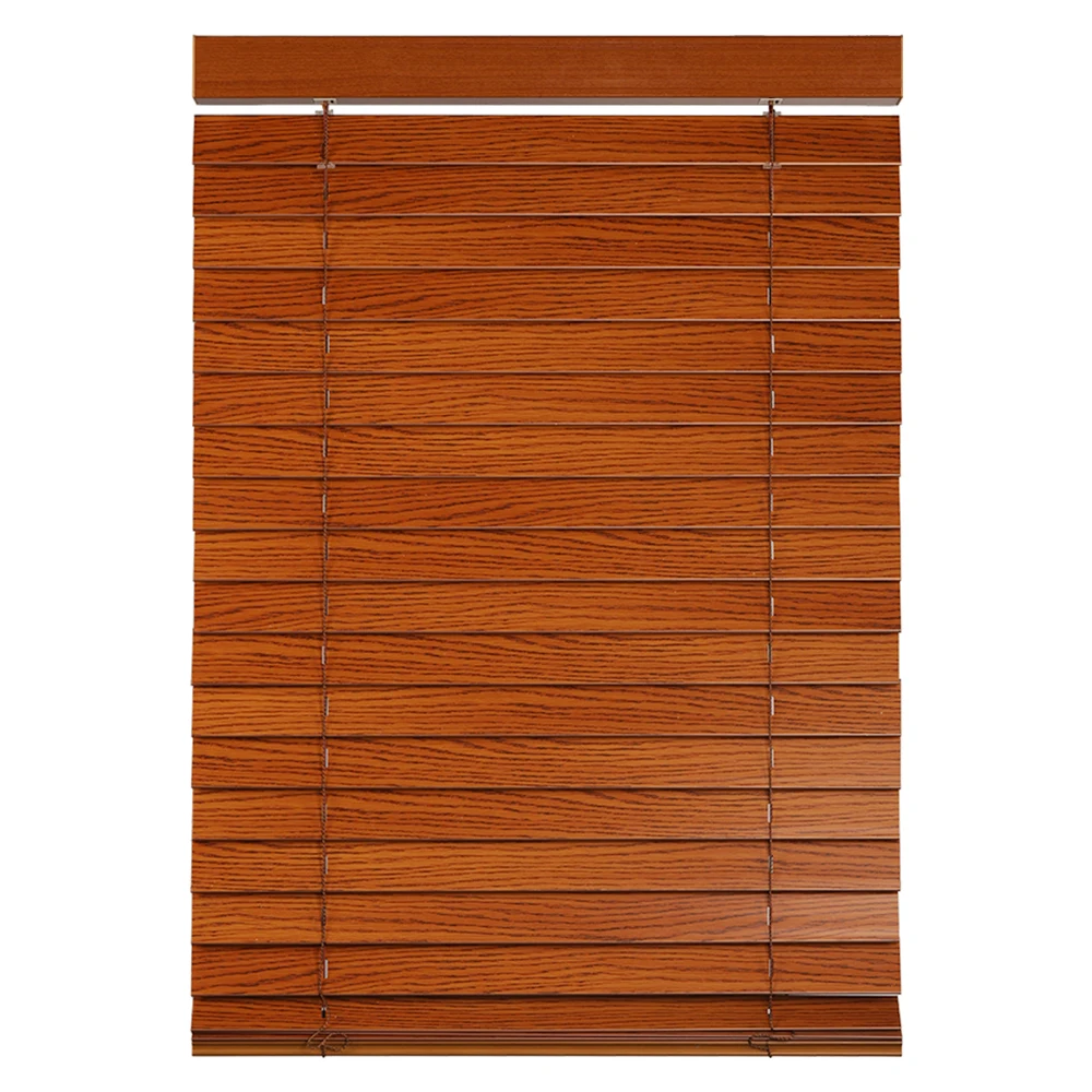 

Custom Size Eco Friendly Solid Wood Venetian Blinds Motorized Window Shutters Remote Control Faux Wood Shades