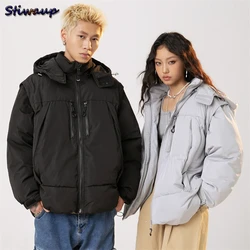 Heavy Winter Jackets Hoodie Womens for Men Black Warm Winter Men's Hooded Down Jacket Puffer Jacket Women Winter Short Coats Man