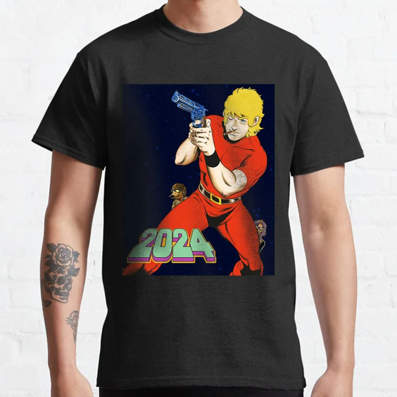 80s vintage manga Cobra The Space Pirate Psychogun Kobura Adventure Anime t shirt large size tops cartoon Graphic Y2K clothes