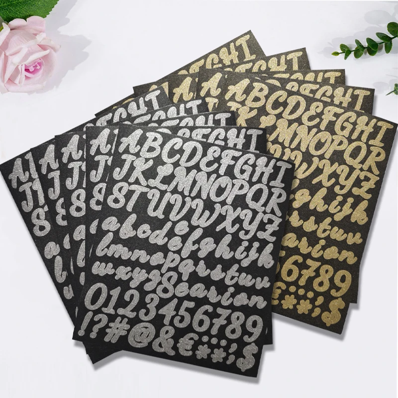 

Красочные наклейки с английскими буквами, поздравительные открытки, наклейки для книги, золотой песок, серебряные декоративные наклейки, наклейки для студентов