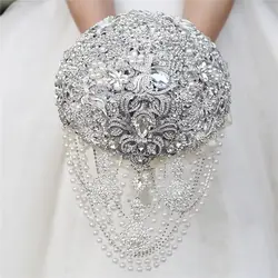 Luxury Silk Wedding Flowers Rhinestone Jewelry  Brooch Bouquet Bridal Wedding Dress Wedding Bouquet