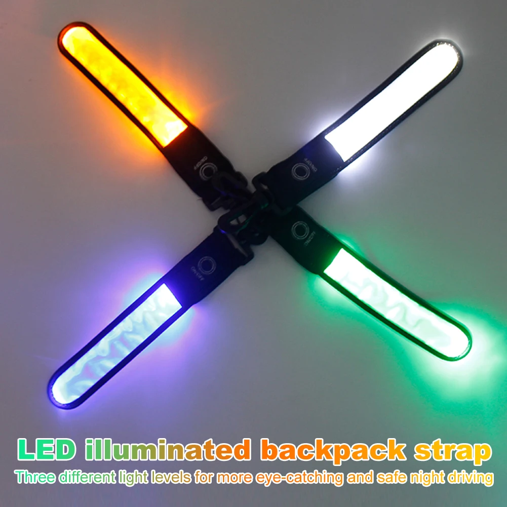 4Pcs LED Flashing Light Reflective Pendants 3 Modes Luminous Reflective Light Strip Safety Reflector Pendant for Bags