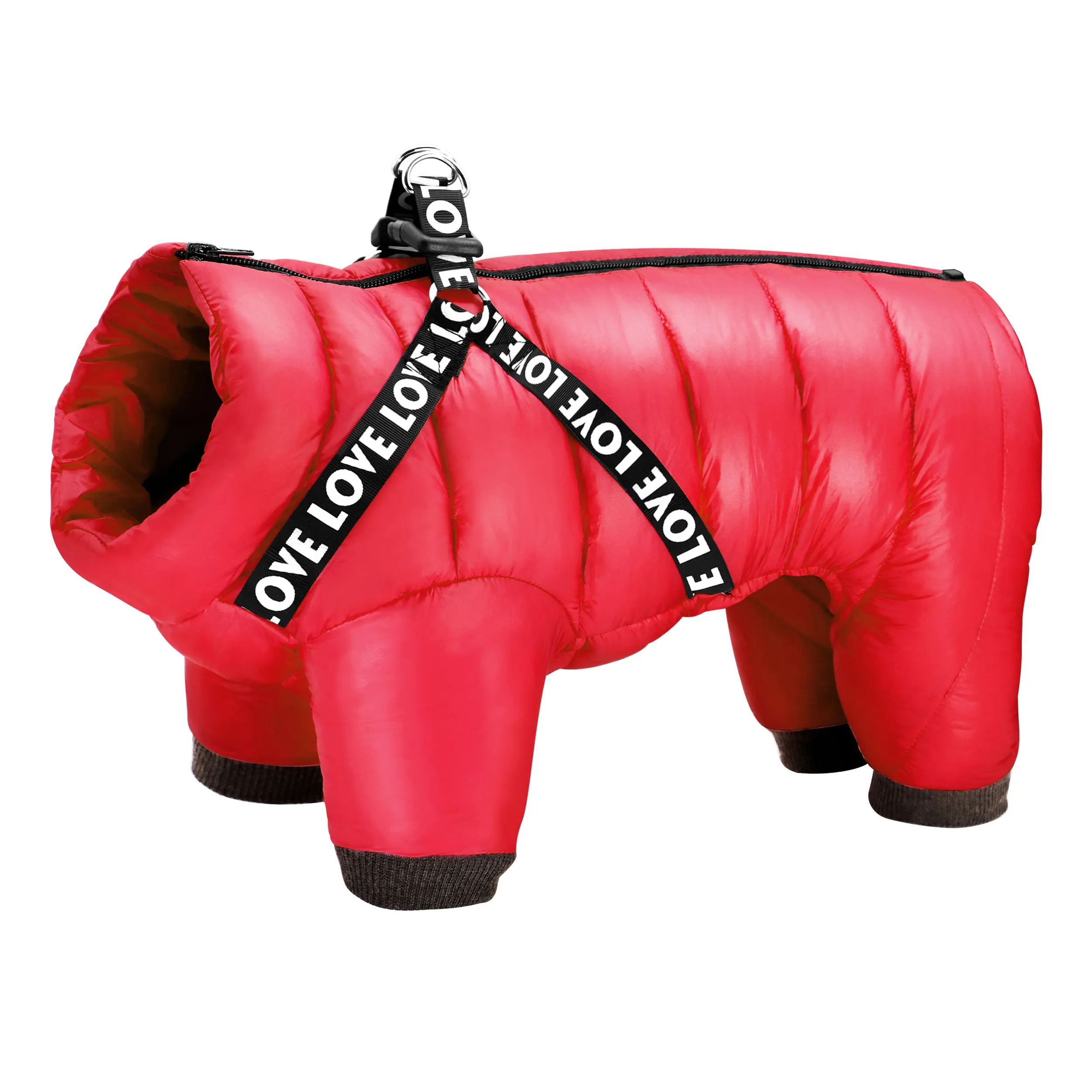 Warme Winter-Hundekleidung mit Geschirr, dicker Baumwoll-Hundemantel, Daunenjacke, Haustierkleidung, Outfit für kleine und mittelgroße Hunde, Chihuahua – Detail 5