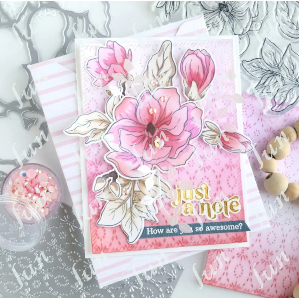 Gorąca sprzedaż nowe matryce do cięcia metalu kwiatowy Magnolia wyczyść znaczki DIY Album Scrapbooking kolaż szczęśliwy Plan prezent dekoracje