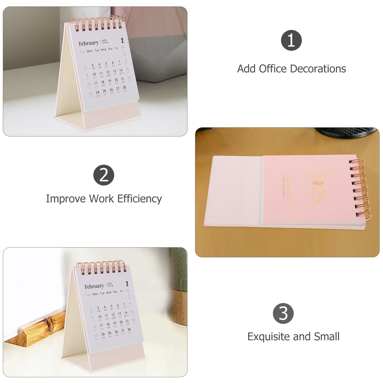 Mini Desk Calendar 2024-2025 Spiral Bound Desktop Stand Monthly Flip Table Calendar for Office Home Small Desk Calendars