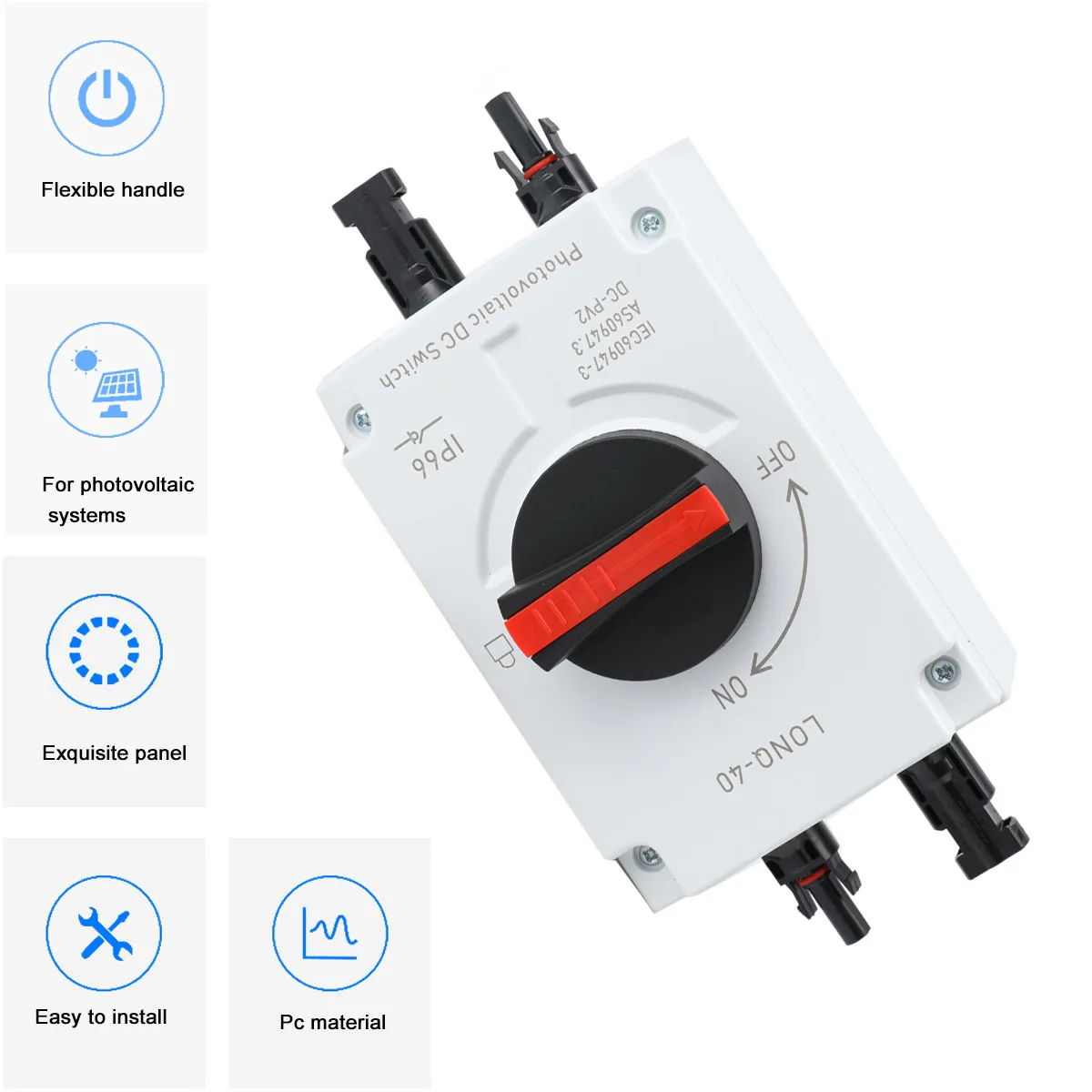 4P Photovoltaic Isolator Switch DC 1000V 32A Outdoor Isolating Disconector With UV-Resistant Housing IP66 Waterproof