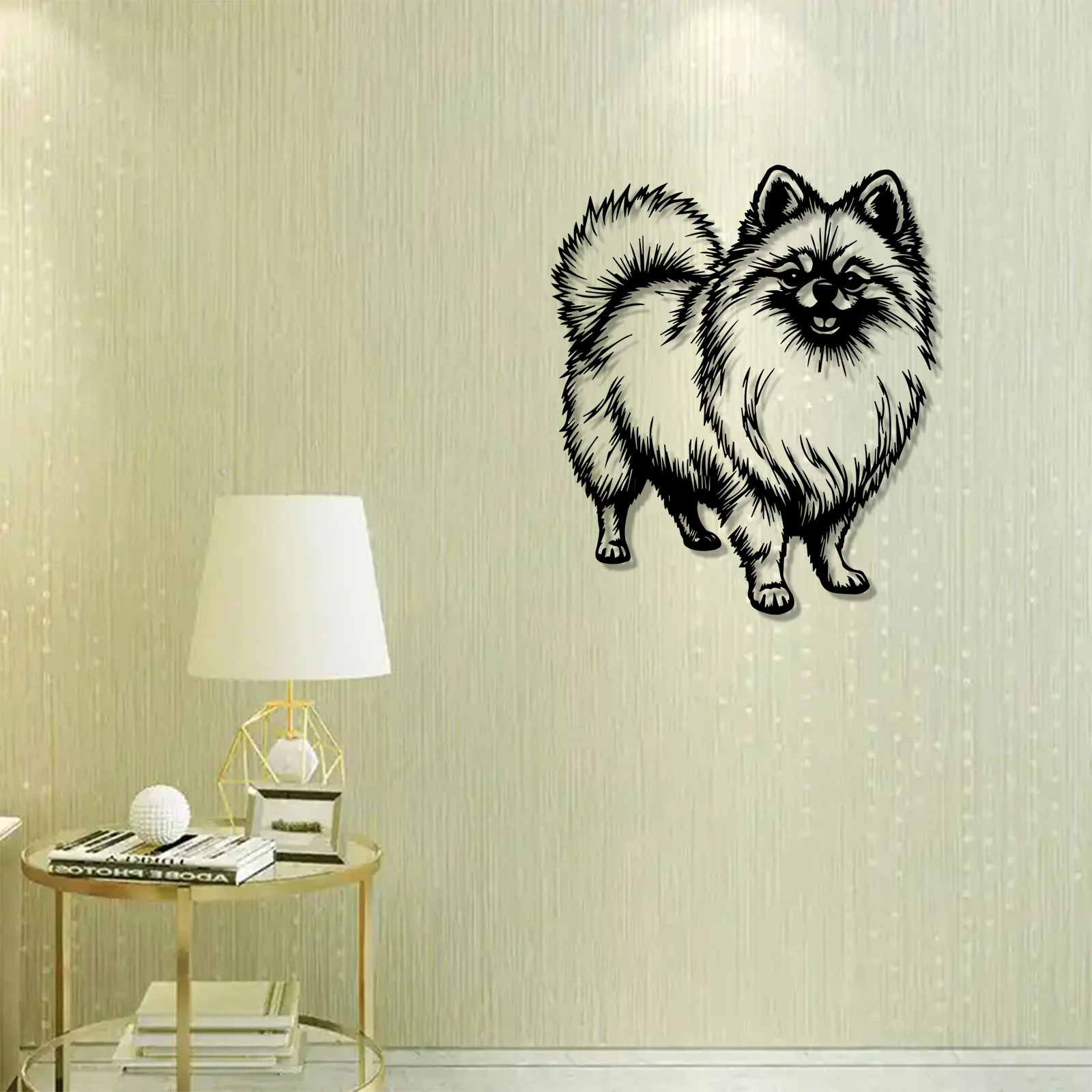 Decoración de Pared Vintage de Metal con Diseño de Pomsky, Escultura de Perro de Hierro Rústica para el Hogar y la Oficina, Regalo Perfecto para Amantes de Mascotas y Animales