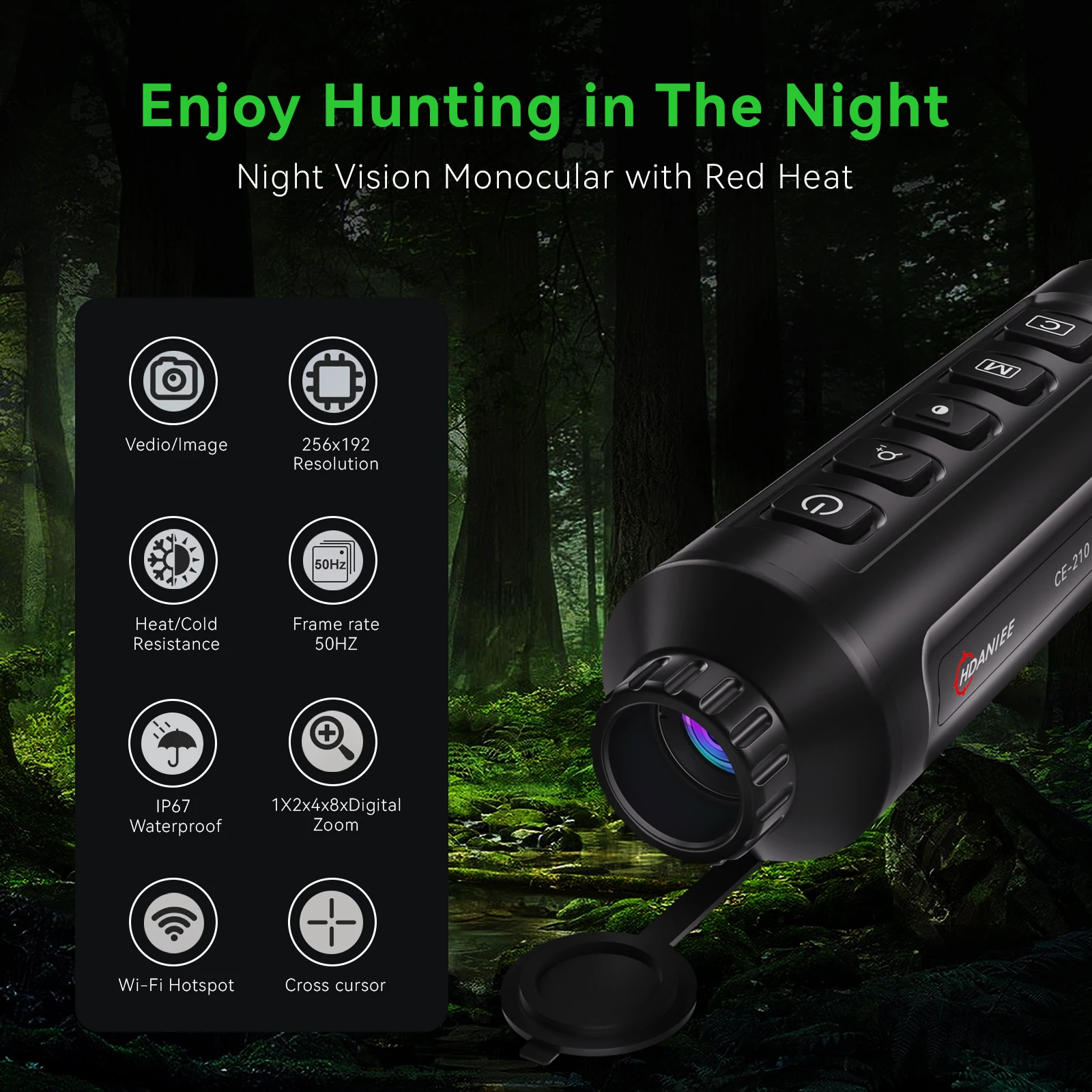 Handheld Thermal Monocular Sight Thermal Imaging Camera 256x192 Resolution 10mm 15mm Focal Length Night Vision Thermal Monocular