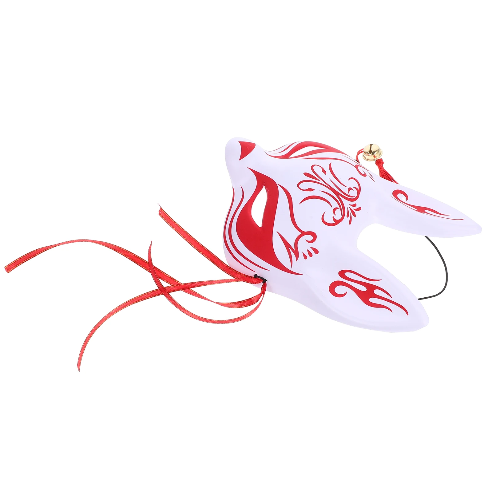 

Japanese Mask Cosplay Masquerade Party Half Face Exquisite Floral Patterns Lifelike Ears Durable Plastic