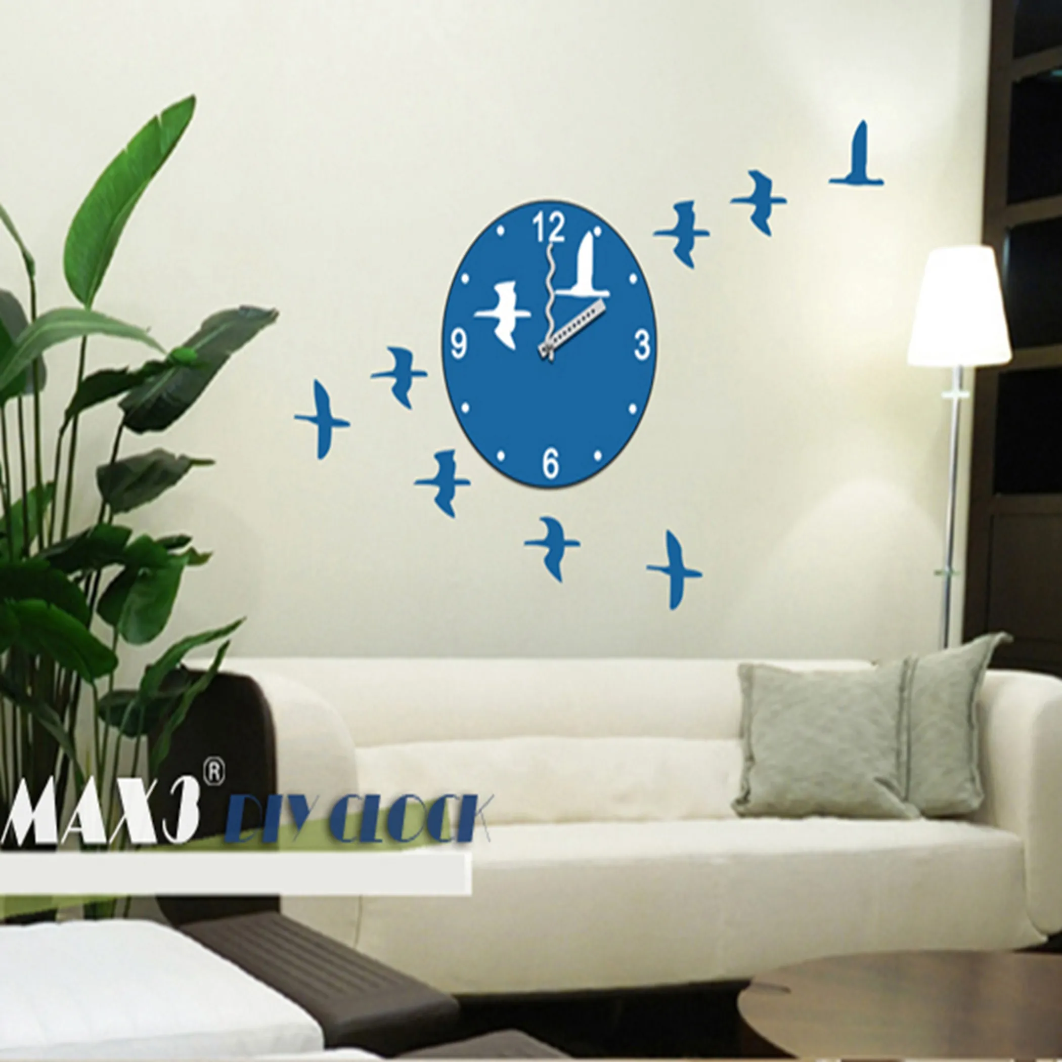 

1x Large DIY Creative Wall Sticker Funny Clock Bird Decal Room Decor Mural Art 25A005 Room Decor
