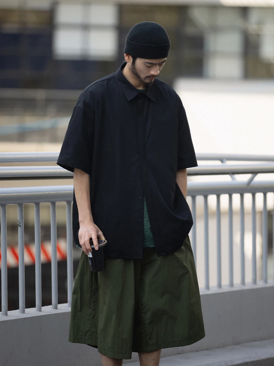 

Мужская свободная черная рубашка Noears в стиле самурая, с эффектом драпировки, премиум-класса, с коротким рукавом, в ретро-стиле, молодежная, популярная, из ткани Lenzing