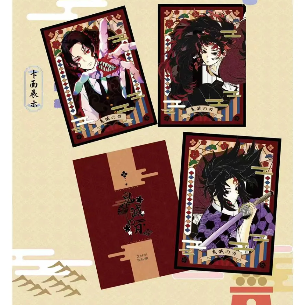 Venta al por mayor de tarjetas de colección Demon Slayer para niños y niñas, tarjeta de personaje de Anime de sangre caliente Popular japonesa, regalo de tendencia de moda de ladrillo