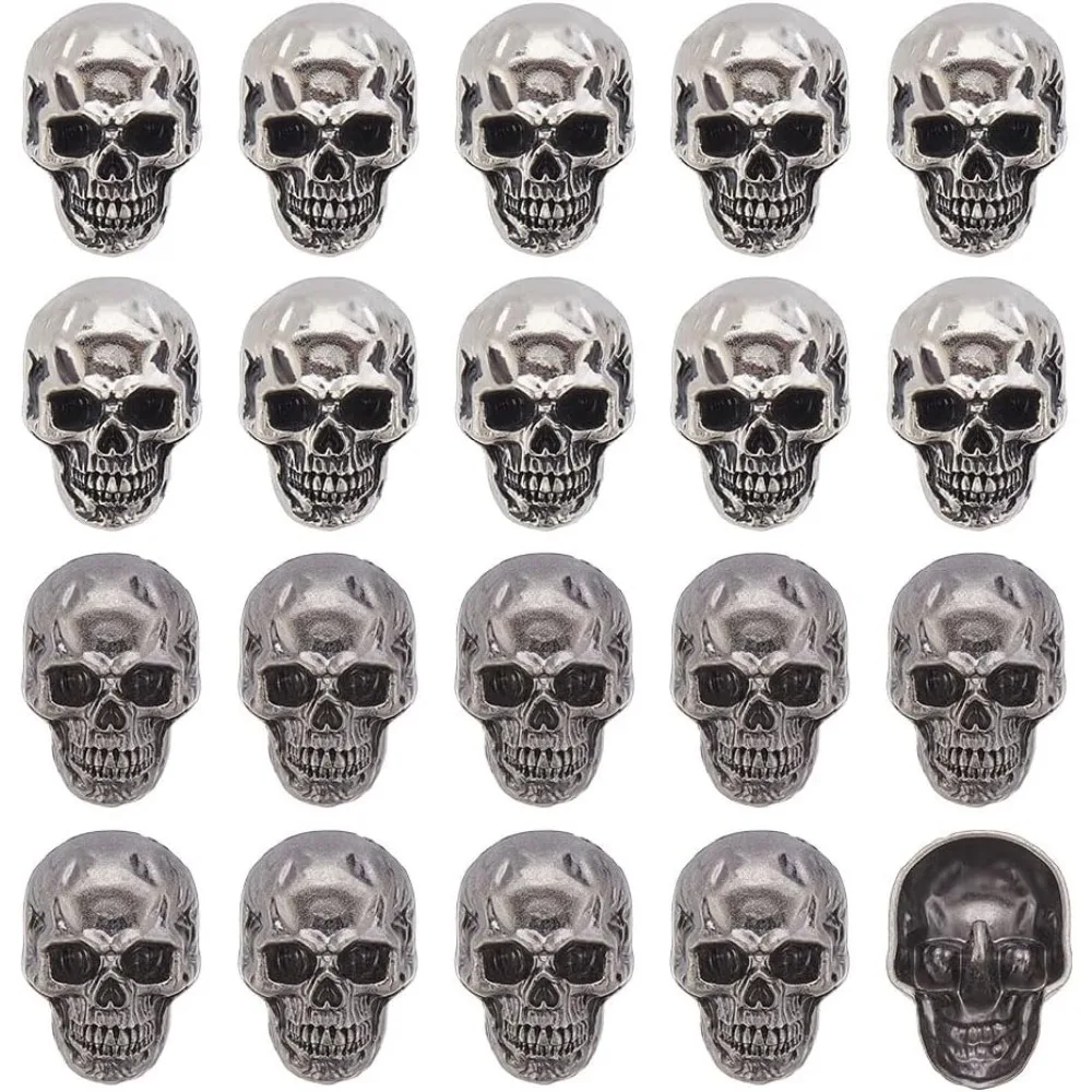 

20 Pcs Skull Alloy Buttons Metal Skeleton Buttons Halloween Skull Shape Buttons with Holes for Accessorize Shirt Jacket Costume