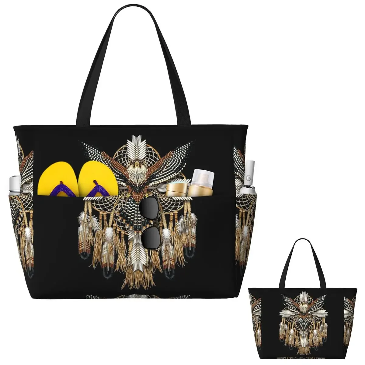 

Eagle Native American Art Beach Tote Bag Sport Gym Yoga Duffle Large Tote Bag Women Travel Bag Fitness bag