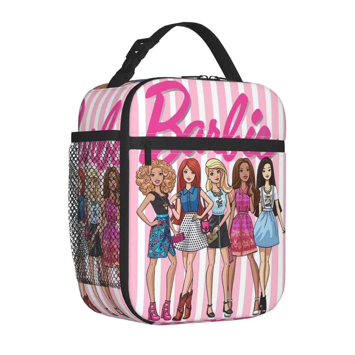 Custom Pink Girl Barbie Resuable Lunch Box Women Waterproof Thermal Cooler Food Insulated Lunch Bag Office Work