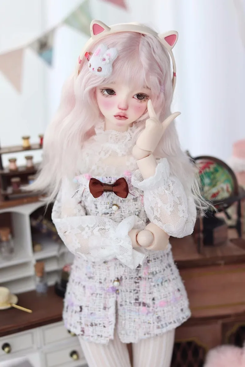 BJD doll clothes suitable for 1/3 1/4 size temperament small fragrance bow white suit doll accessories