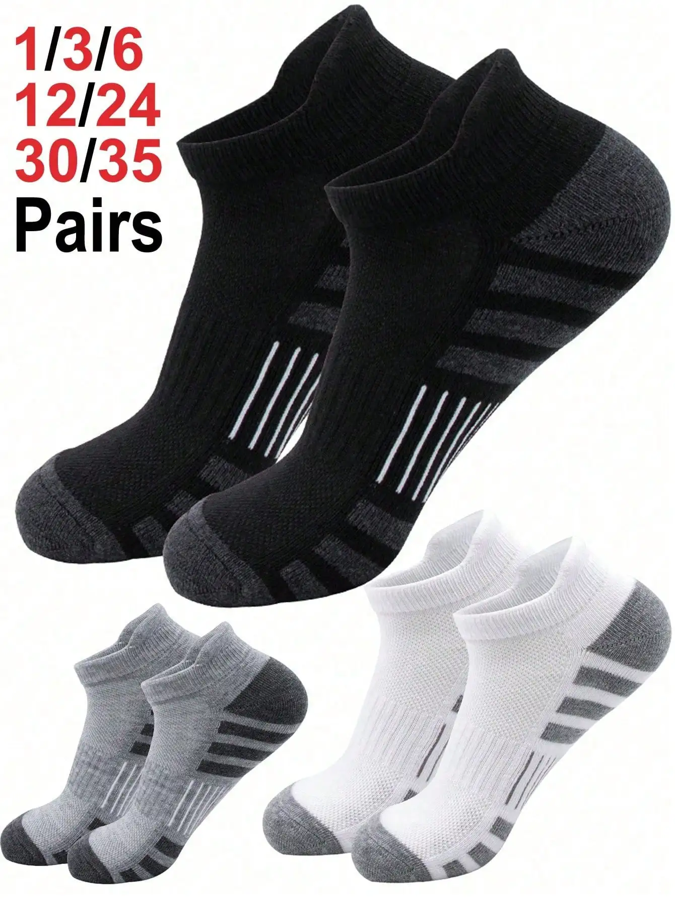 

6/24 Pairs Cushioned Breathable Ankle Athletic Running Socks Low Cut Sports Tab Men Women Running Tab Sports Socks