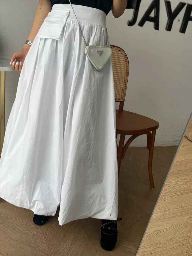 

Шикарная лоскутная эластичная талия для похудения, милая антивозрастная универсальная длинная пышная юбка, женская юбка со средней талией из чистого хлопка