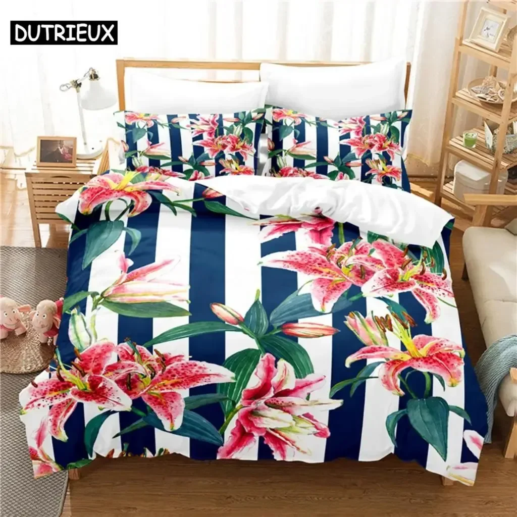 

Beautiful Flowers HD Print Bedding Set for Girl Boy King Size Bedding Set Double Bed Duvet Covers Pillowcase Bedding Set