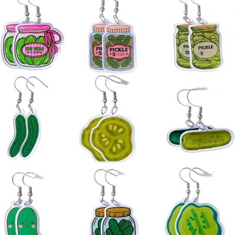 Creative European and American Fruits Canned Pickles Acrylic Earrings Niche Design Earrings Abstract Jewelry Accessories Pendant