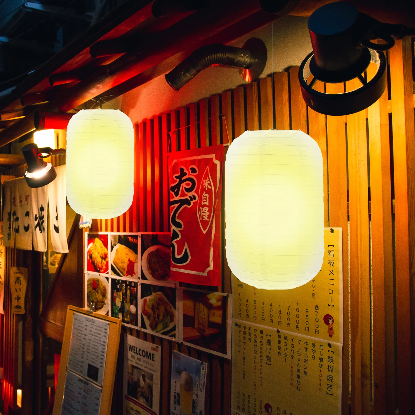 

2pcs Japanese Lanterns 19x29cm White Foldable Paper Lanterns Decorative Festival Party Wedding Outdoor Table Lamp