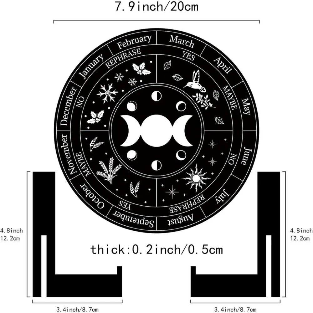 Wheel of The Year Sign Pagan Decor Calendar Wiccan Holidays Pendulum Board Stand Moon Phase Engraved Plaque Spiritual Supplies