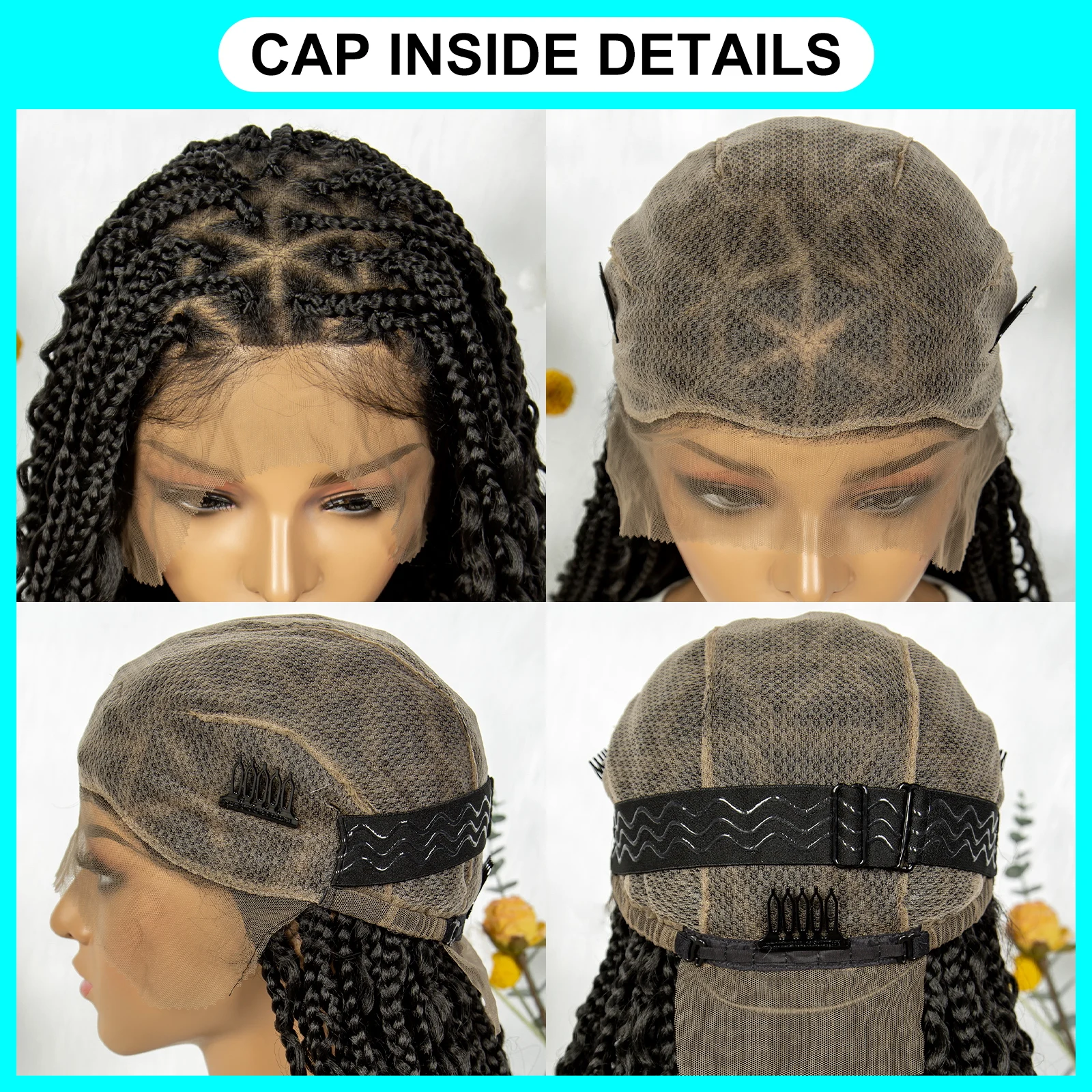 Kima Boho Braided Wig Bohemian Box Braids Wig Synthetic Full Lace Wigs Triangle Goddess Braids Curly End with Baby Hair