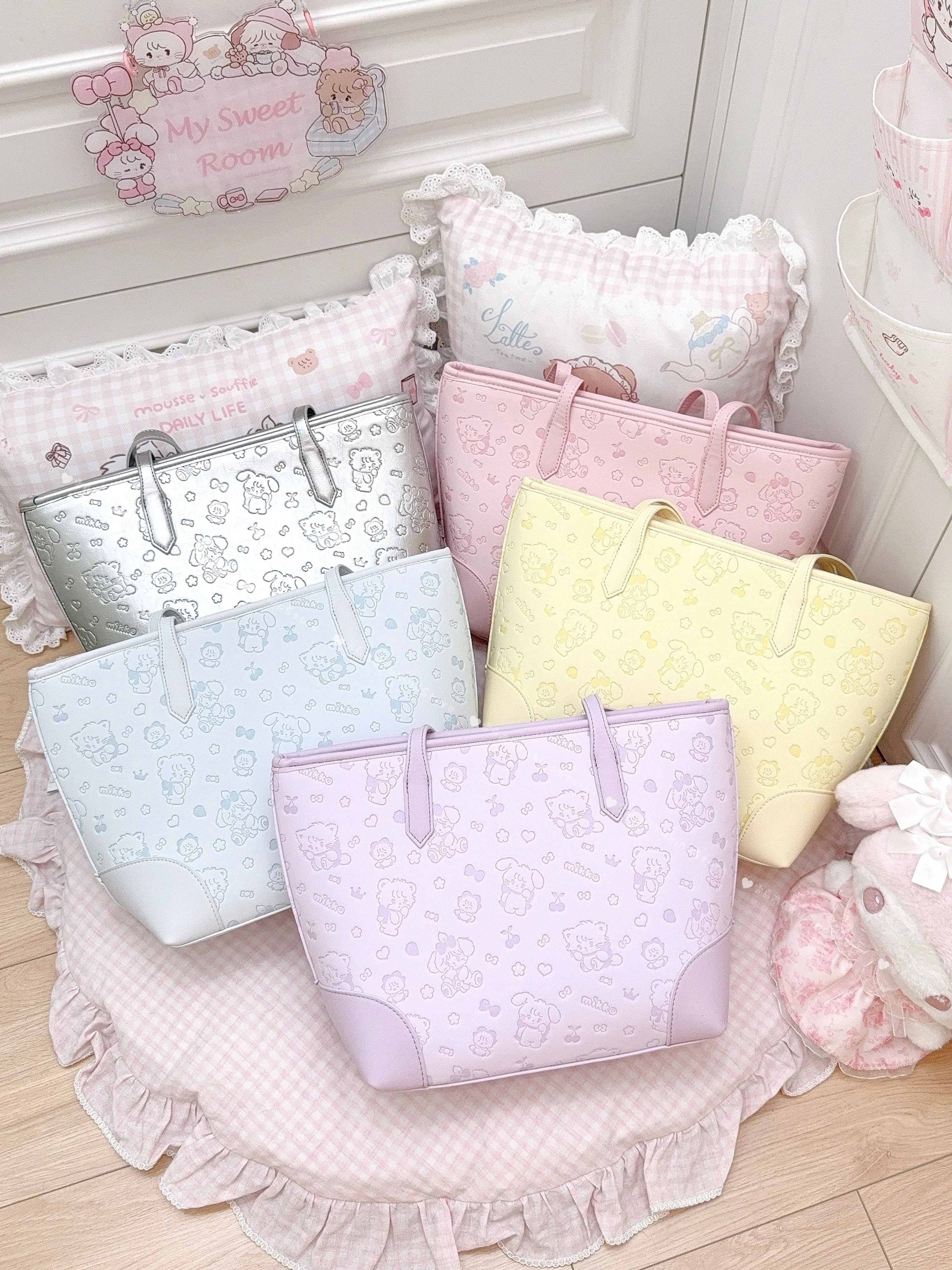 Autêntico novo mikko sacola portátil bonito versátil grande capacidade bolsa de ombro para mulheres colorido mikko anime presentes periféricos