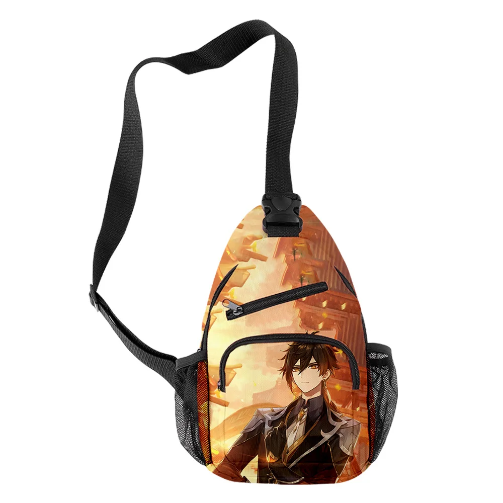 

Popular Cool Genshin Impact ZhongLi Crossbody Chest Bags Oxford Waterproof Boys/Girls Sports Travel Bags 3D Print Shoulder Bags