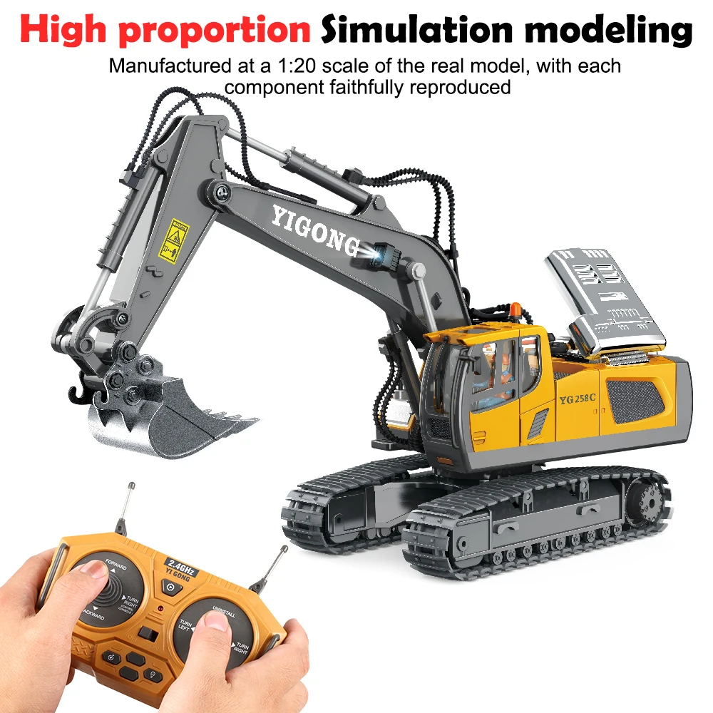 Children'S Alloy Engineering Remote Control Excavator 9-Channel Track Excavator Bulldozer Engineering Remote Control Vehicle Toy
