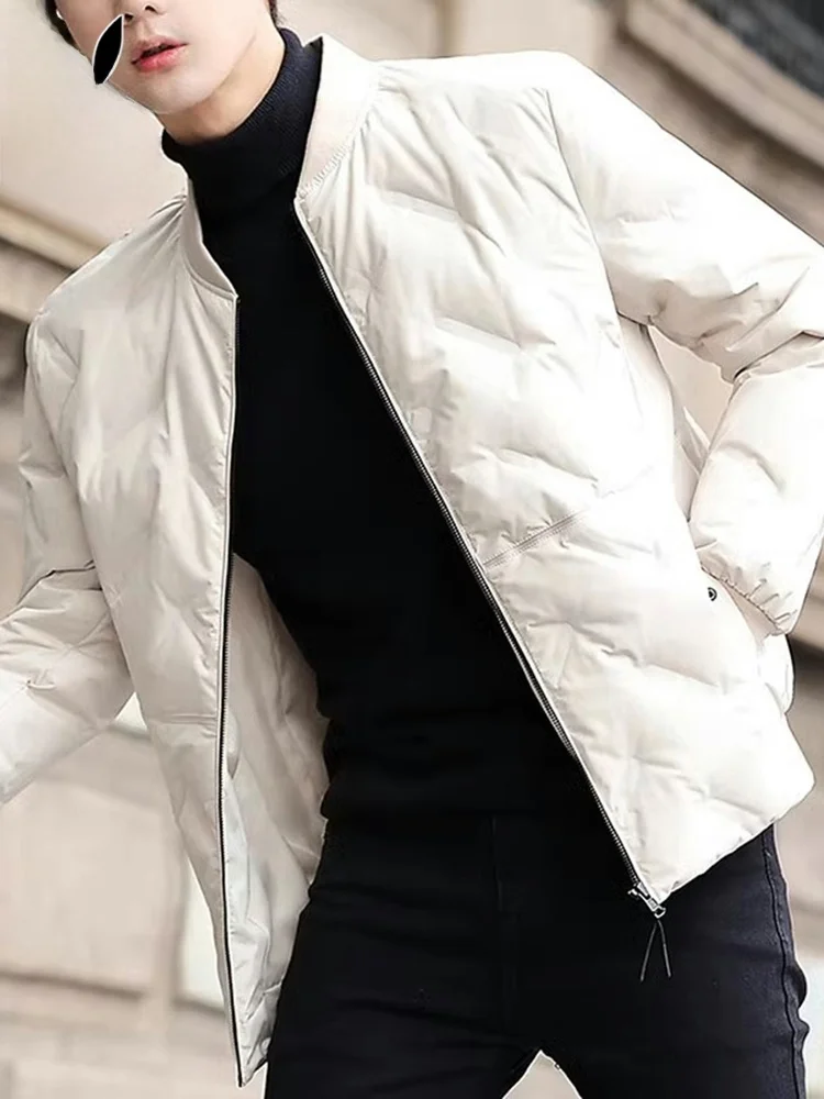 

Men's ort Puffer Jaet Baseball Collar Lightweight Warmth Faionable Winter Outerwear Youth Casual Polyester Fiber