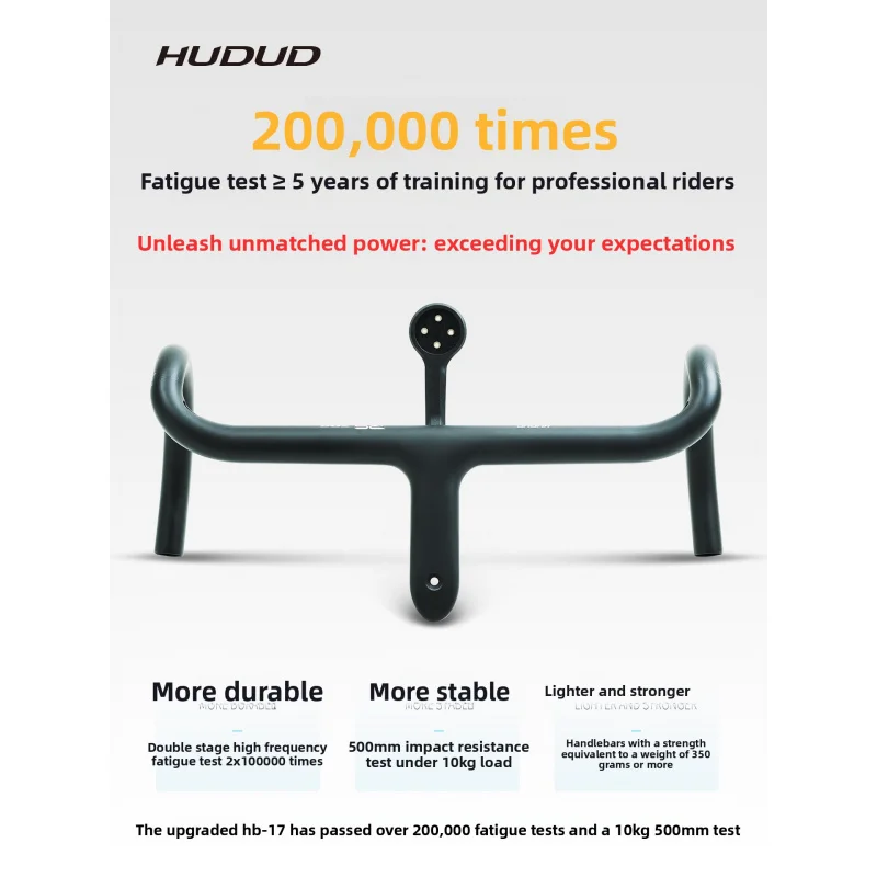 

Руль для шоссейного велосипеда Hudu17 из углеродного волокна, интегрированный, ультралегкий, изогнутый, 238 г