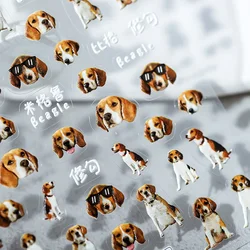 Śliczne Beagle pies 5D miękkie płaskorzeźby samoprzylepne dekoracyjne naklejki na zdobienia paznokci delikatne piękne kreskówki 3D kalkomanie do paznokci DIY hurtownia