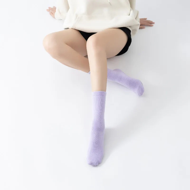 النساء الخريف عدم الانزلاق اليوغا الجوارب الضغط منتصف أنبوب جورب مع Grippy النقاط البلاستيكية المضادة للانزلاق دعم الكاحل ل بيلاتيس الصالة الرياضية