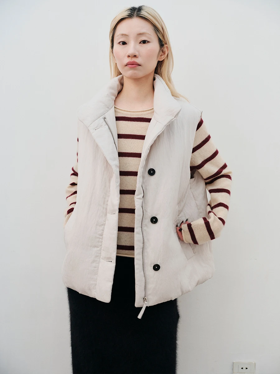 

Waterproof Goose down Vest Zipper Collar Straight Body Jaet New Winter Commute Sle Faion Ladies Vest Outerwear Coat