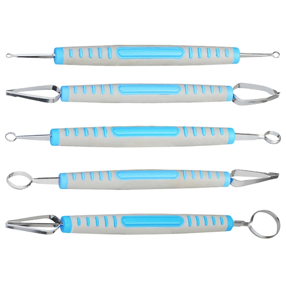DIY Plastic Handle Double Head Ring Carving Clay Fine Carving Tool Pottery Texture Tool Carving Handmade