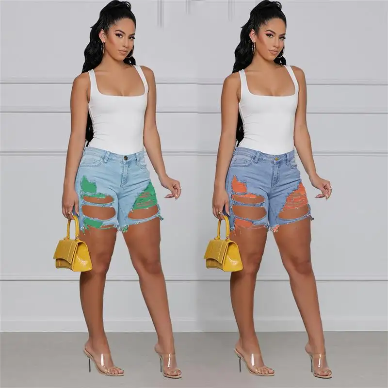 

Faionable Casual Hole Denim Jeans Women's High Waist Straight Leg Pants New Sle Cross-Border eBay PT826wi