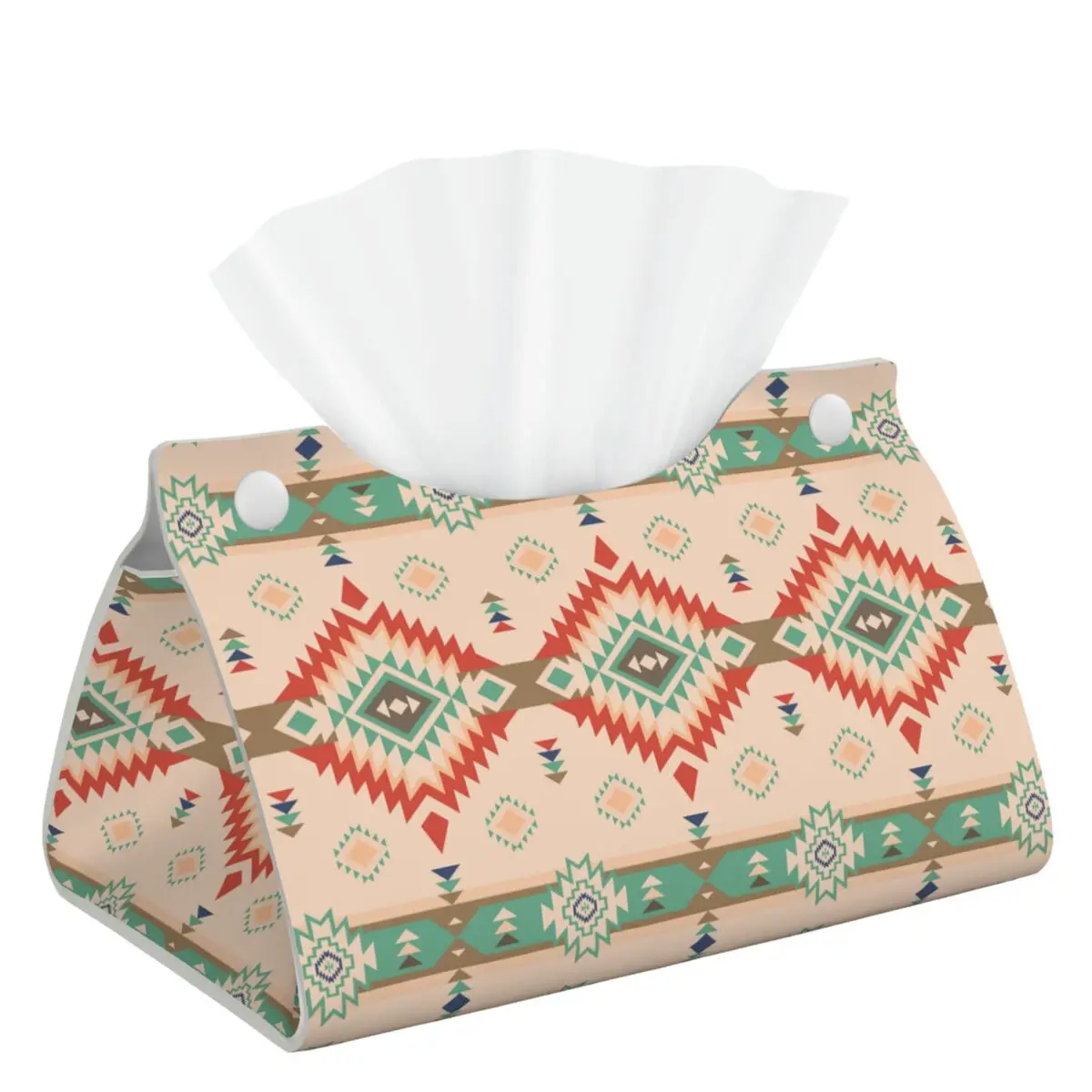 Decorative American Southwest Aztec Navajo Tissue Box Cover Holder Tribal Ethnic Soft Color Leather Tissue Boxes Organizer